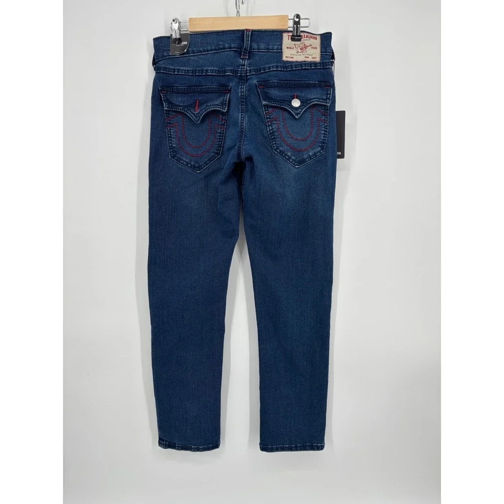 True Religion Geno Big T Flap Slim Jeans Dark Shivering Wash Mens 30x30 701182